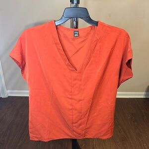 SHEIN brunt  Orange Blouse with Short Sleeves